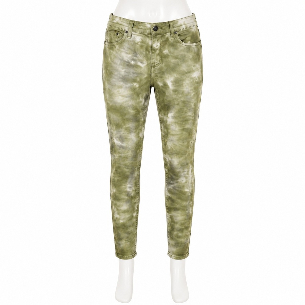 Hudson Barbara High Waist Super Skinny Ankle Jeans 2 26 Green Tie Dye Stretch
